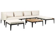 Lounge Set mit Tisch und Ottomane 4-Sitzer BRACCIANO zertifiziertes Akazienholz Hellbeige linksseitig_956393