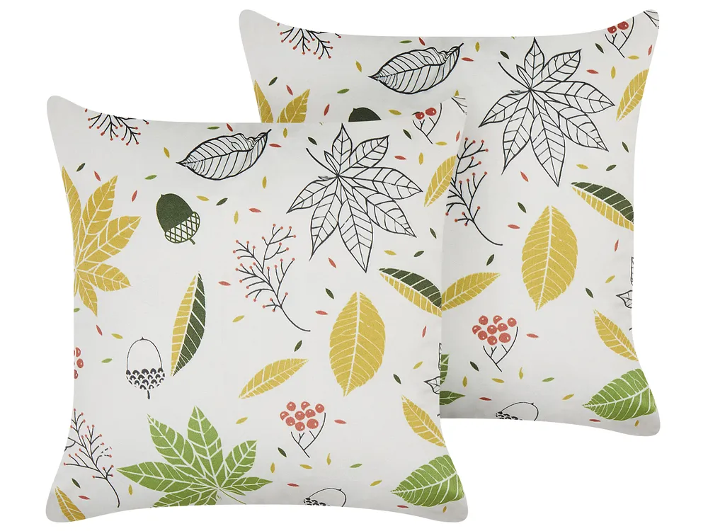 Dekokissen 2er Set MULLEIN 45 x 45 cm Samtstoff Bunt Pflanzenmuster