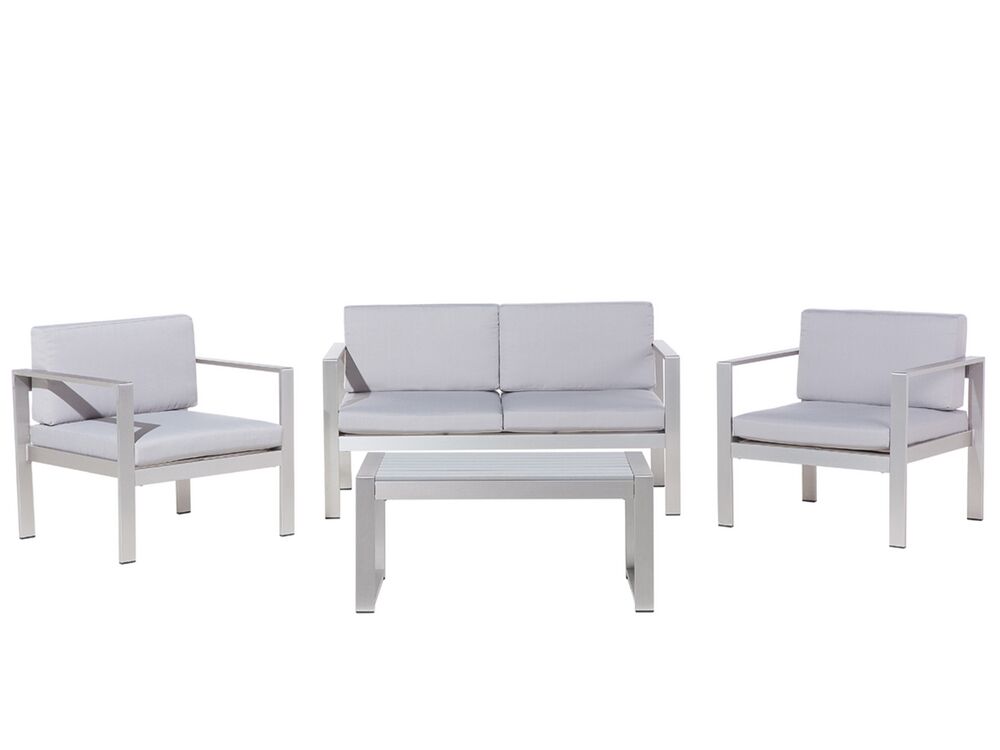 Garden Lounge Set with Table 4 Seater SALERNO Metal Light Grey