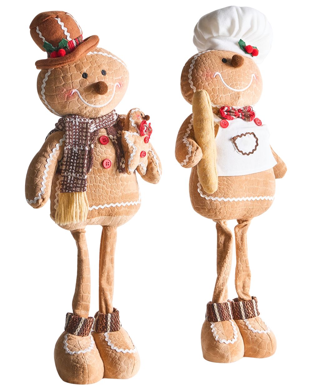 Set of 2 Christmas Decorations EIKEREN 55 cm Gingerbread Man Brown