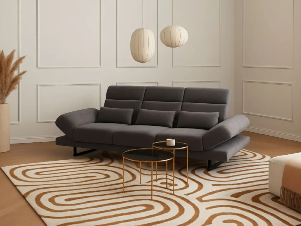 Sofa 3-Sitzer IKAST Stoff Schwarz_969289