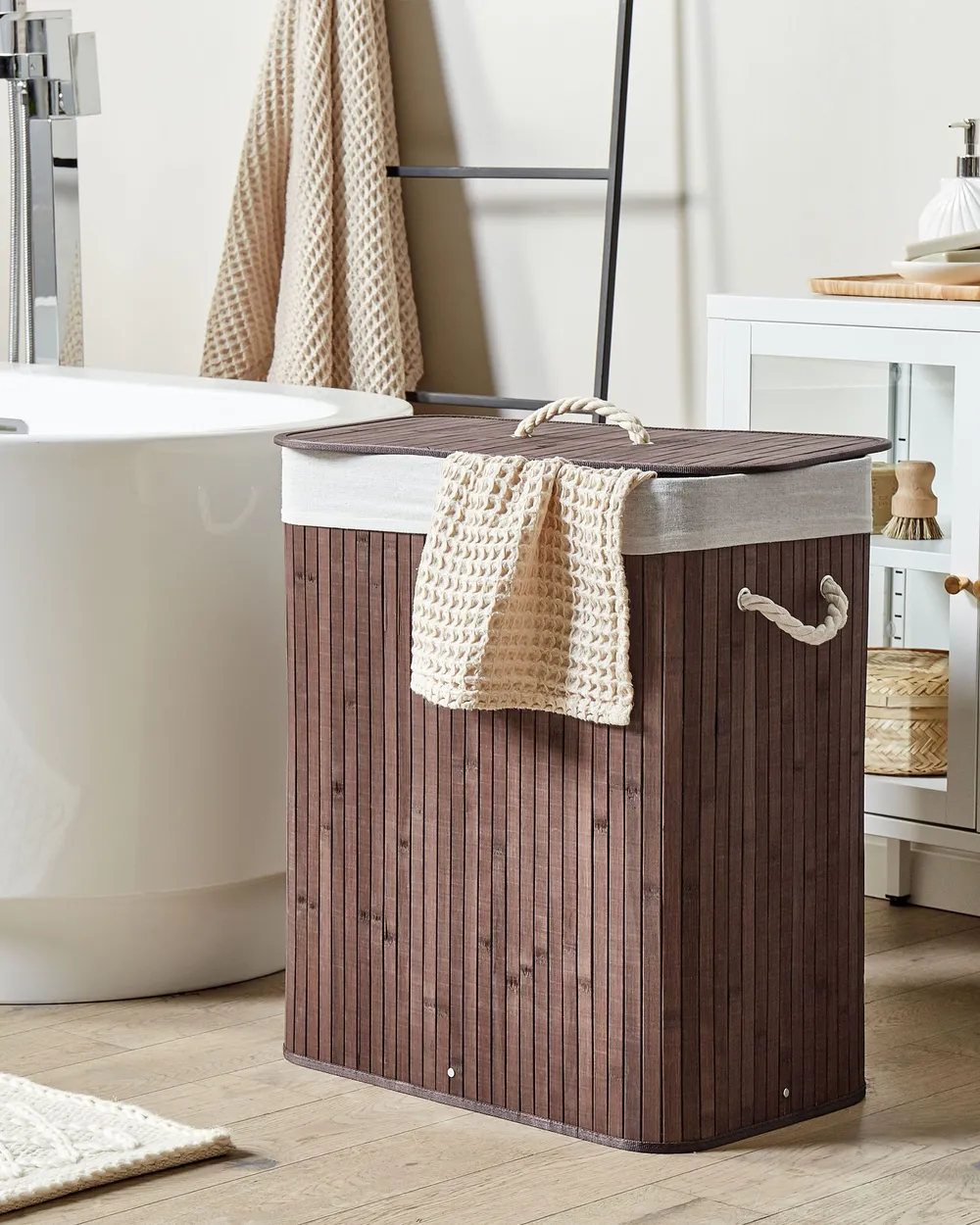 Wäschekorb KANDY Bambus Dunkelbraun 72 L