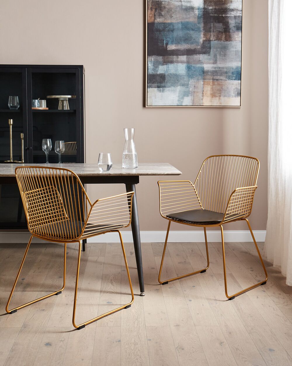 Set van 2 eetkamerstoelen APPLETON Metaal Goud