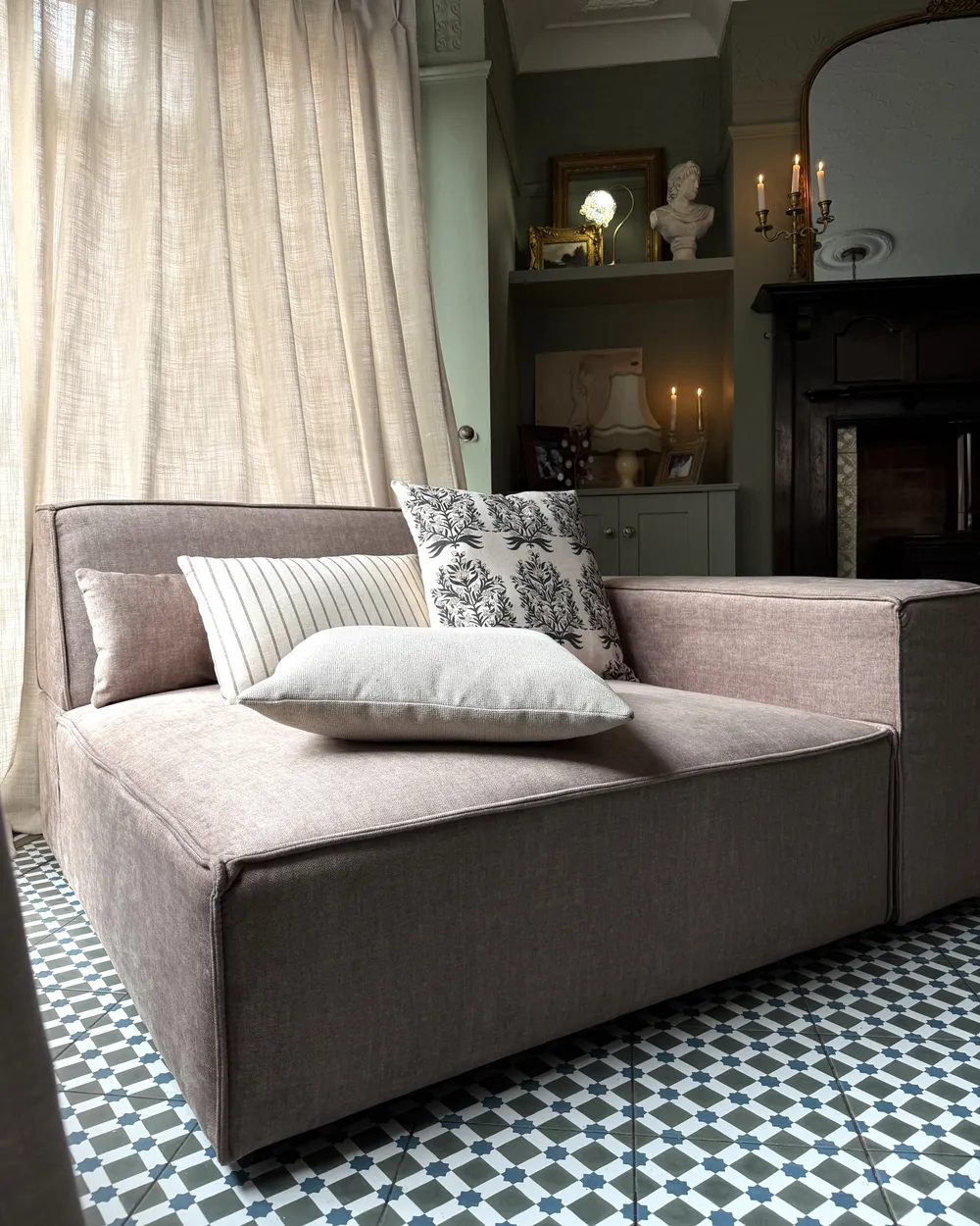 Dekokissen 3er Set MYRISTICA 30 x 50 cm 45 x 45 cm Baumwolle Beige Blumenmuster_1063079