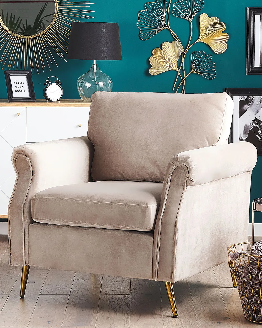 Sessel VIETAS Samtstoff Taupe