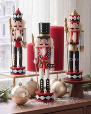 Dekofiguren 3er Set RICKLEAN 30 cm Nussknacker Rot / Weiß_1133215