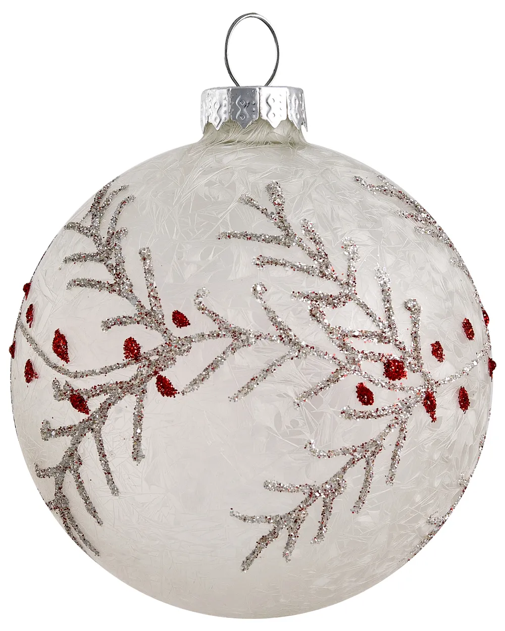 Set of 50 Baubles SNOWFLAKE Glass Red/ White_1028049