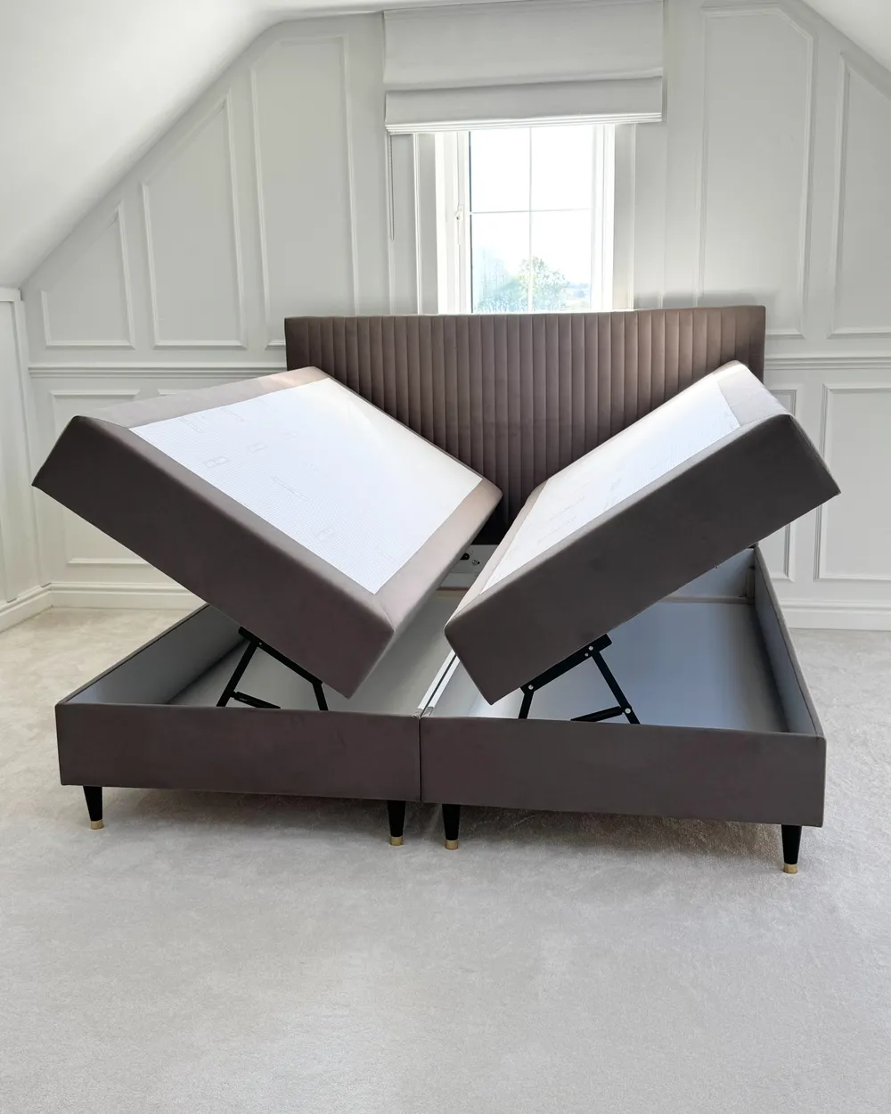 Boxspringbett mit Stauraum DAME Samtstoff Taupe 180 x 200 cm_1023865