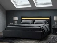LED krevet s prostorom za pohranu ARMELLE Umjetna koža Crni 160 x 200 cm_1133133