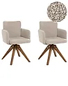 Esszimmerstuhl 2er Set drehbar EVELYN Bouclé Beige