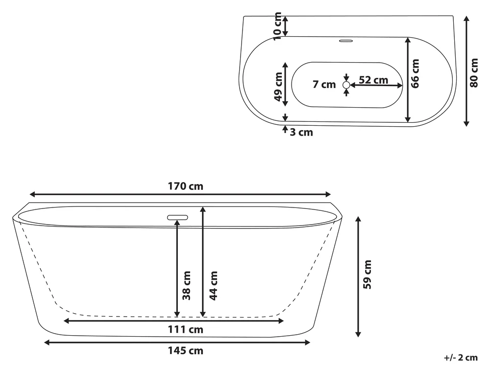 Bathtub HARVEY 1700 x 800 mm Black/ White_808411