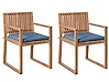 Set mit 2 Stühlen und Sitzkissen SASSARI PREMIUM zertifiziertes Akazienholz Blau