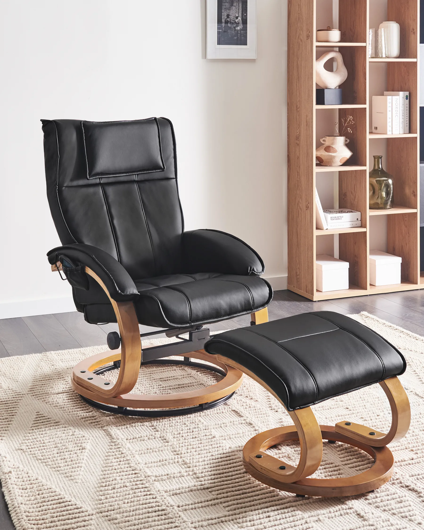 Massage Chair MAJESTIC with Footstool Faux Leather Black_963682