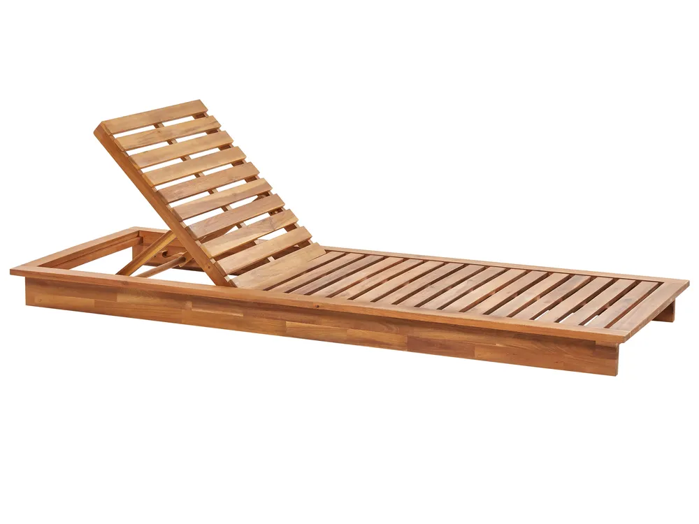 Sonnenliege mit Kissen GRANARI mit Relaxfunktion Akazienholz Braun_863054