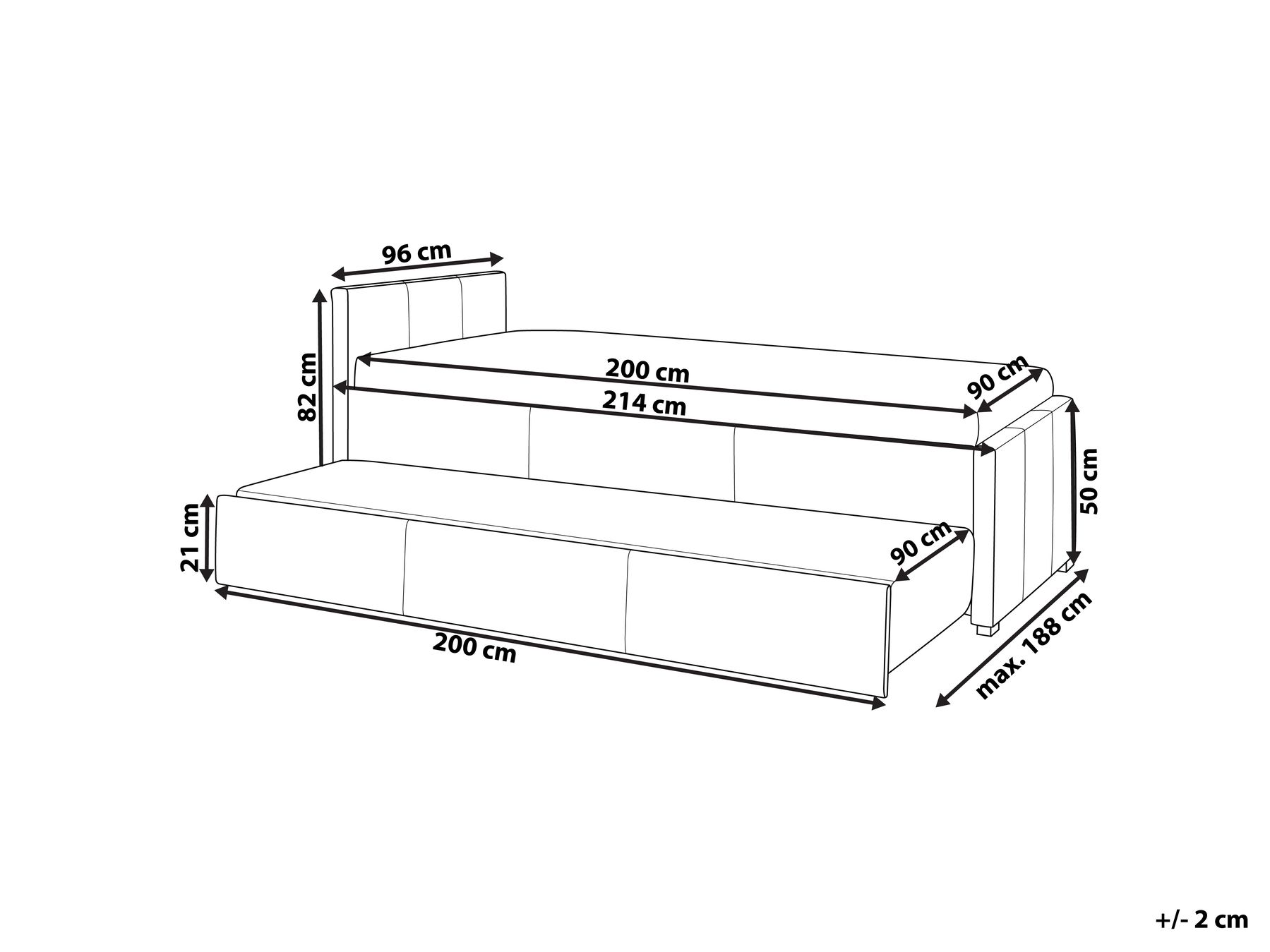 Ausziehbett Stoff MARMANDE 90 x 200 cm Marineblau_729471