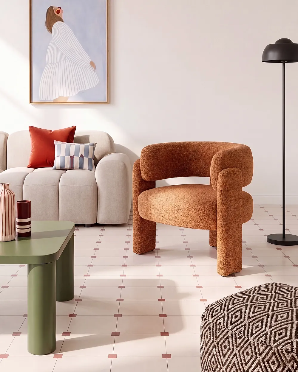 Fauteuil BUREA Tissu chenille Orange