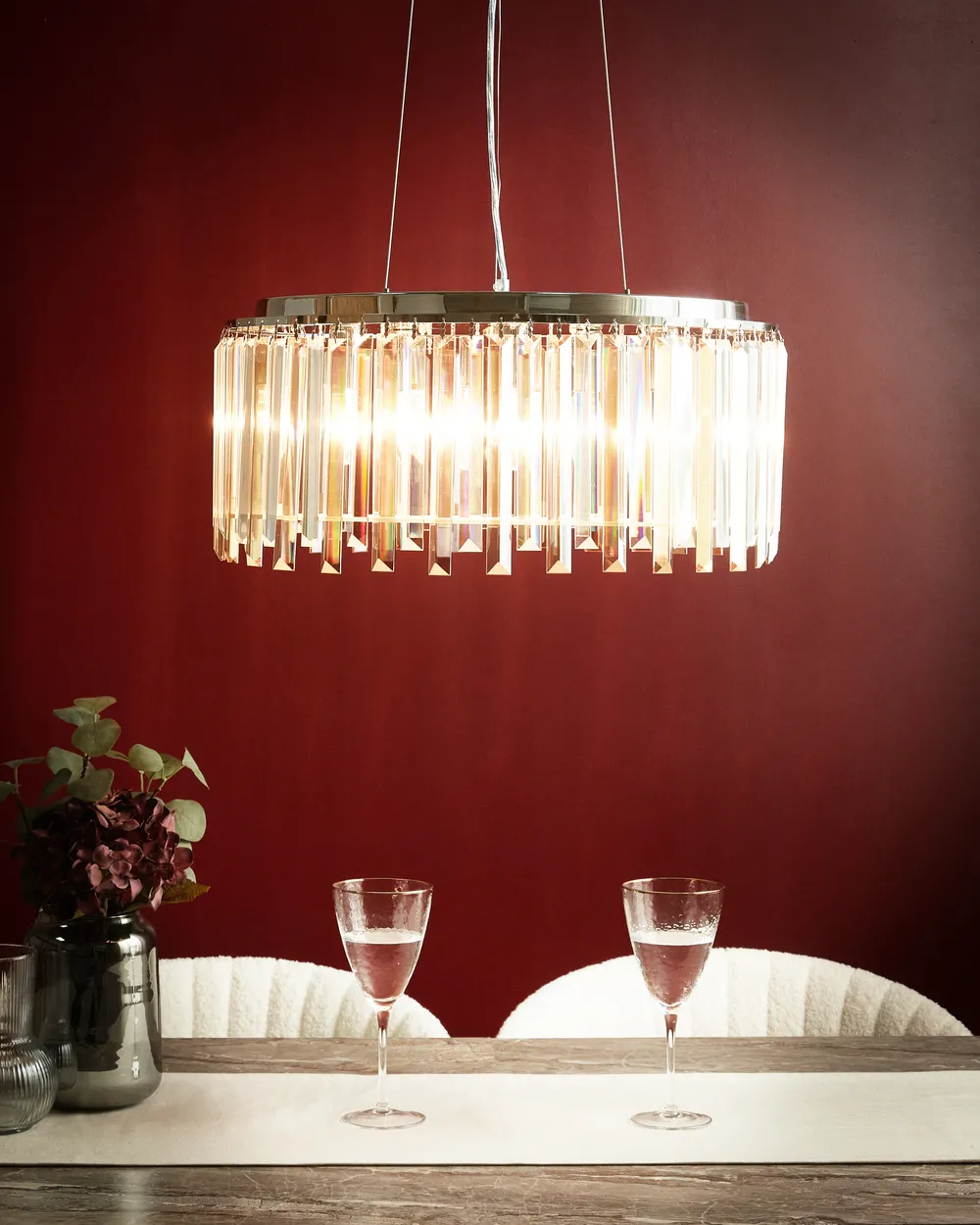 Kronleuchter LAMEIRA Glas Silber
