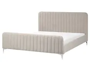 Bett mit Lattenrost Samtstoff LUNAN 160 x 200 cm Taupe_803462