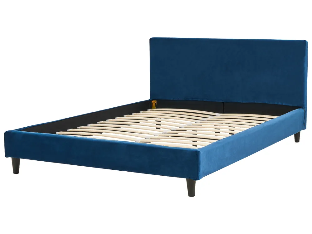Bettrahmenbezug Samtstoff FITOU 140 x 200 cm Dunkelblau_876100