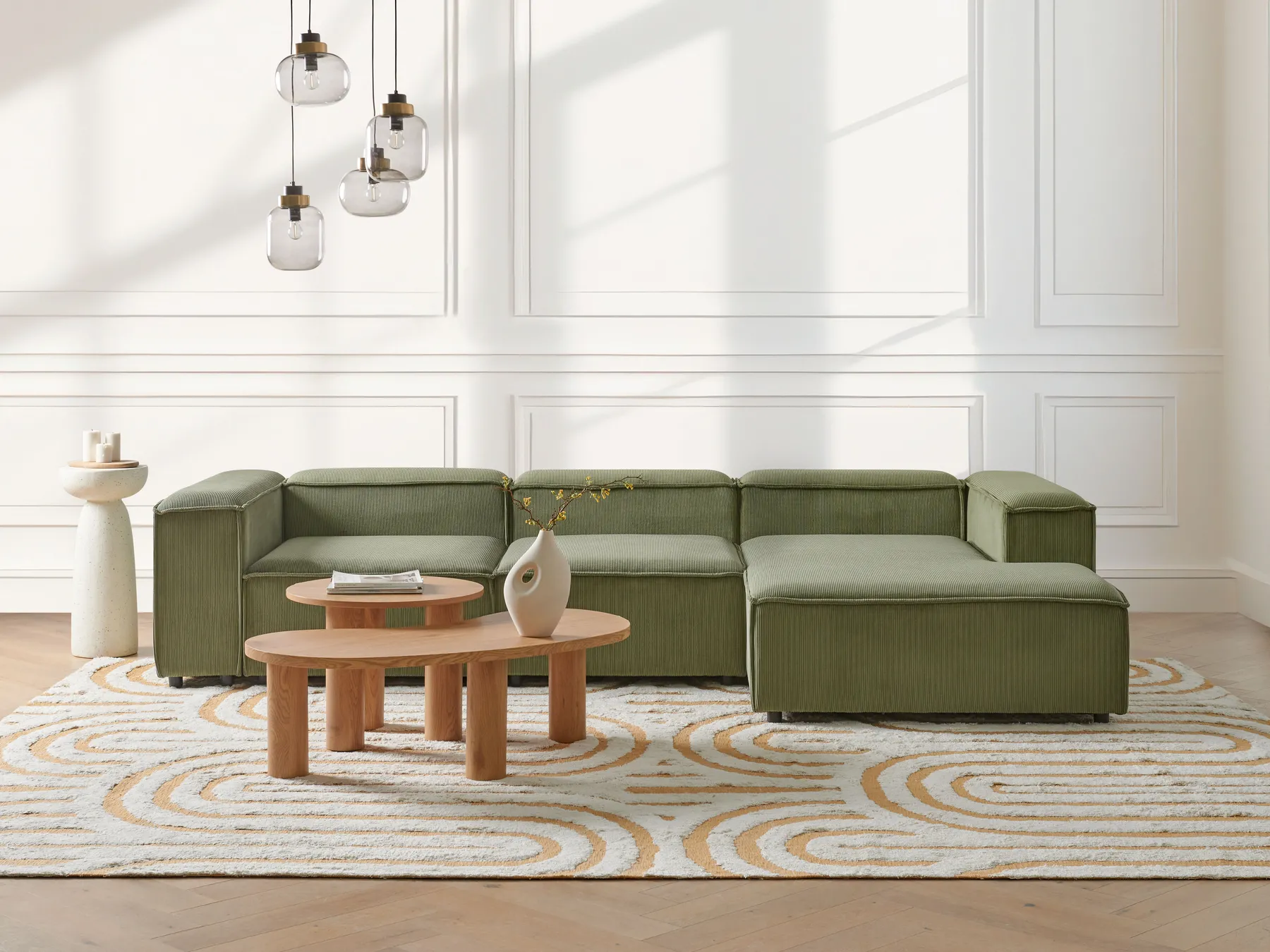 Modul Ecksofa 4-Sitzer ARDAL Cord Grün linksseitig_947345