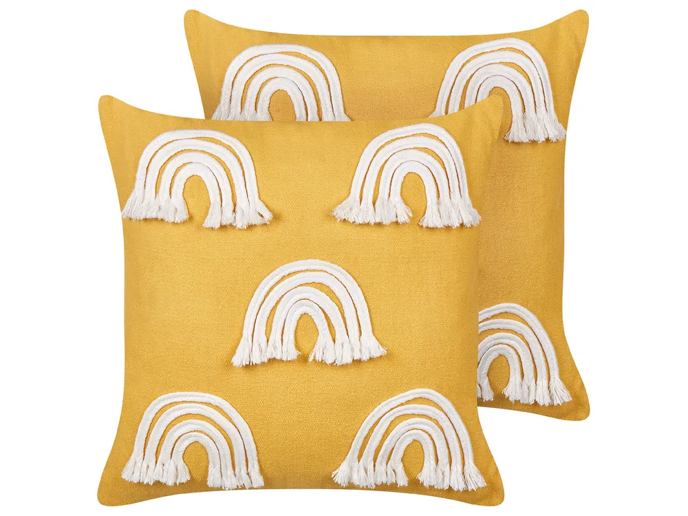Dekokissen 2er Set LEEA Baumwolle 45 x 45 cm Gelb