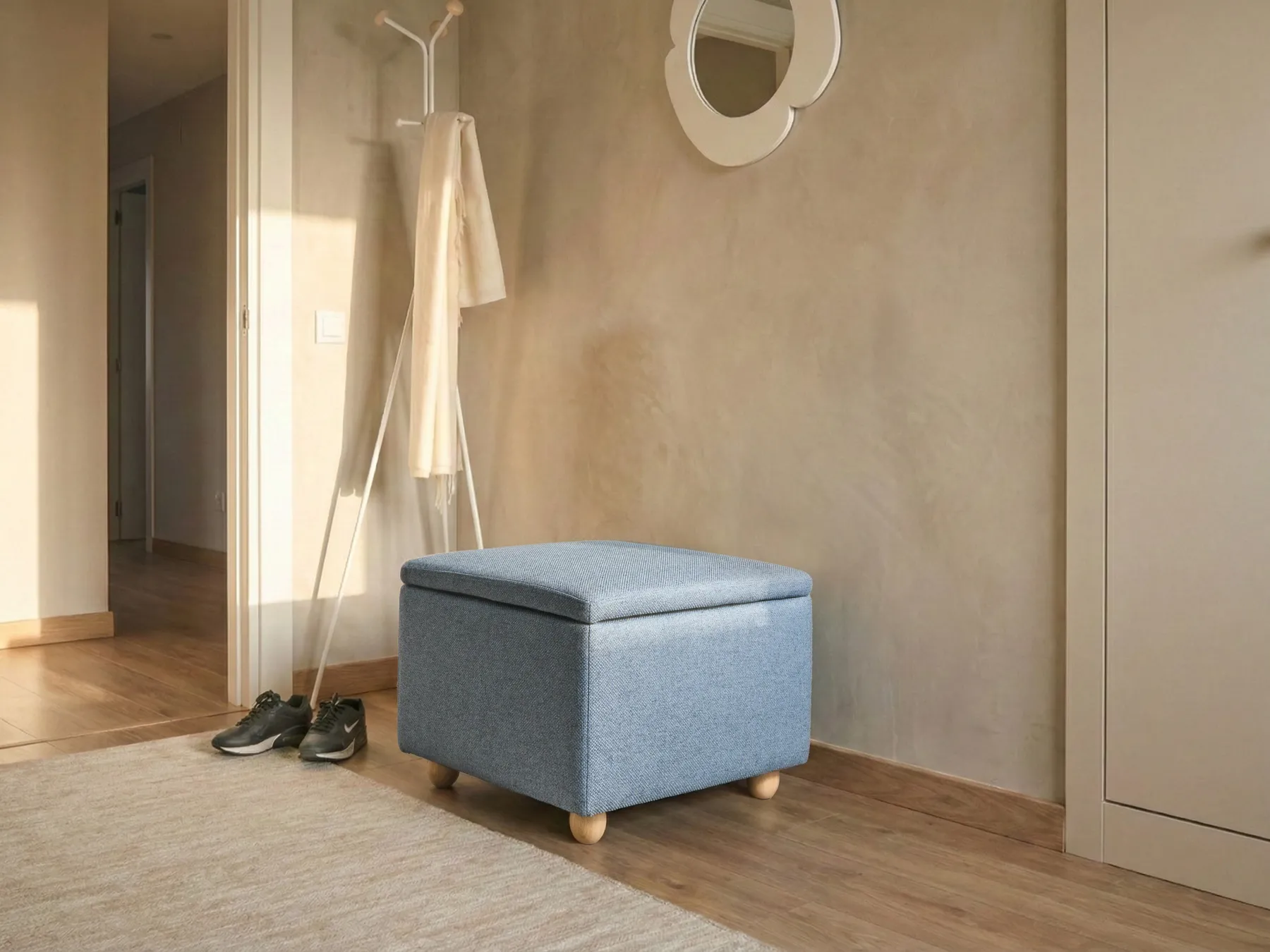Pouf mit Stauraum FERNDALE Stoff Blau_1056235