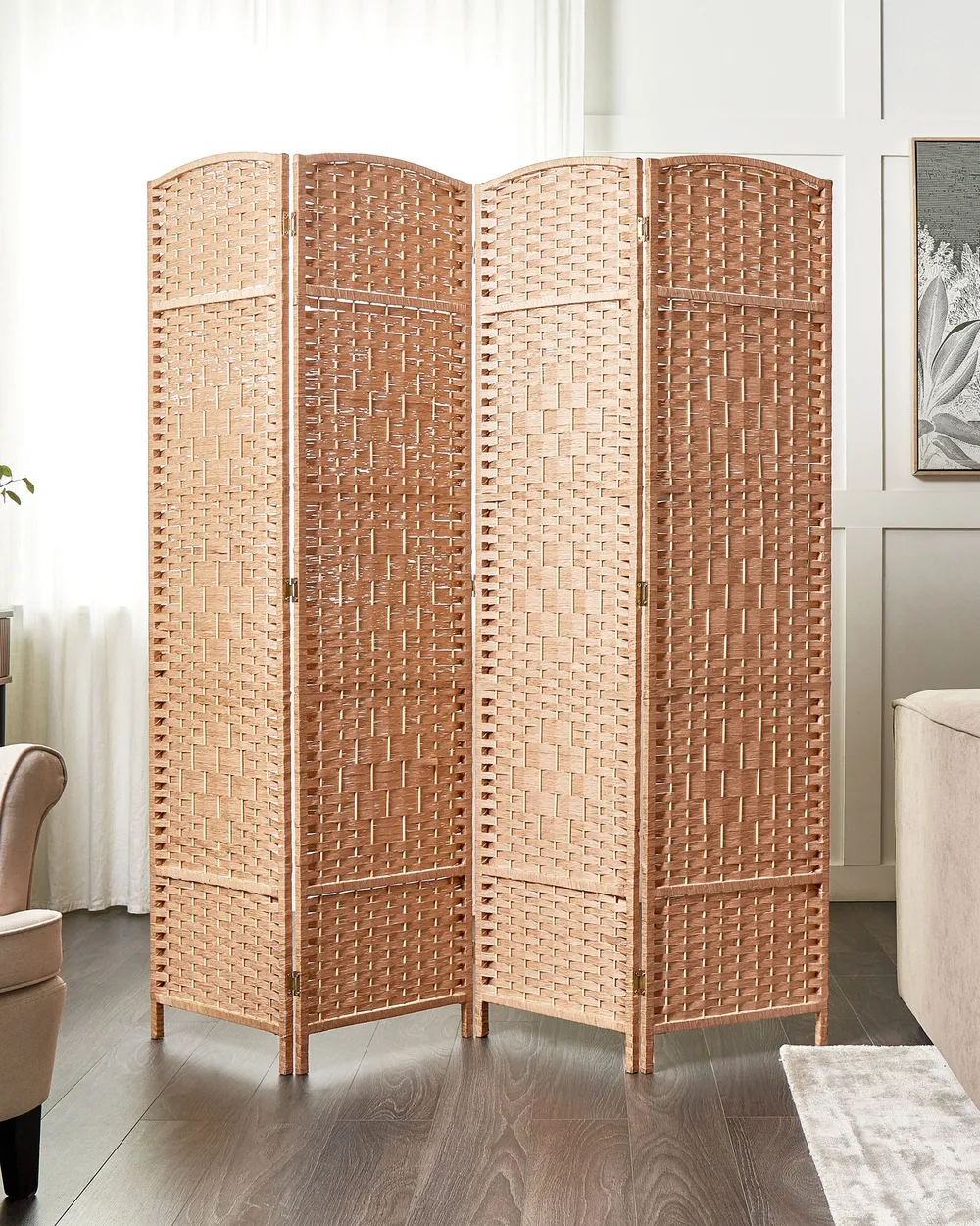 Raumteiler 4-teilig LAPPAGO 163 cm 170 cm Naturfarben