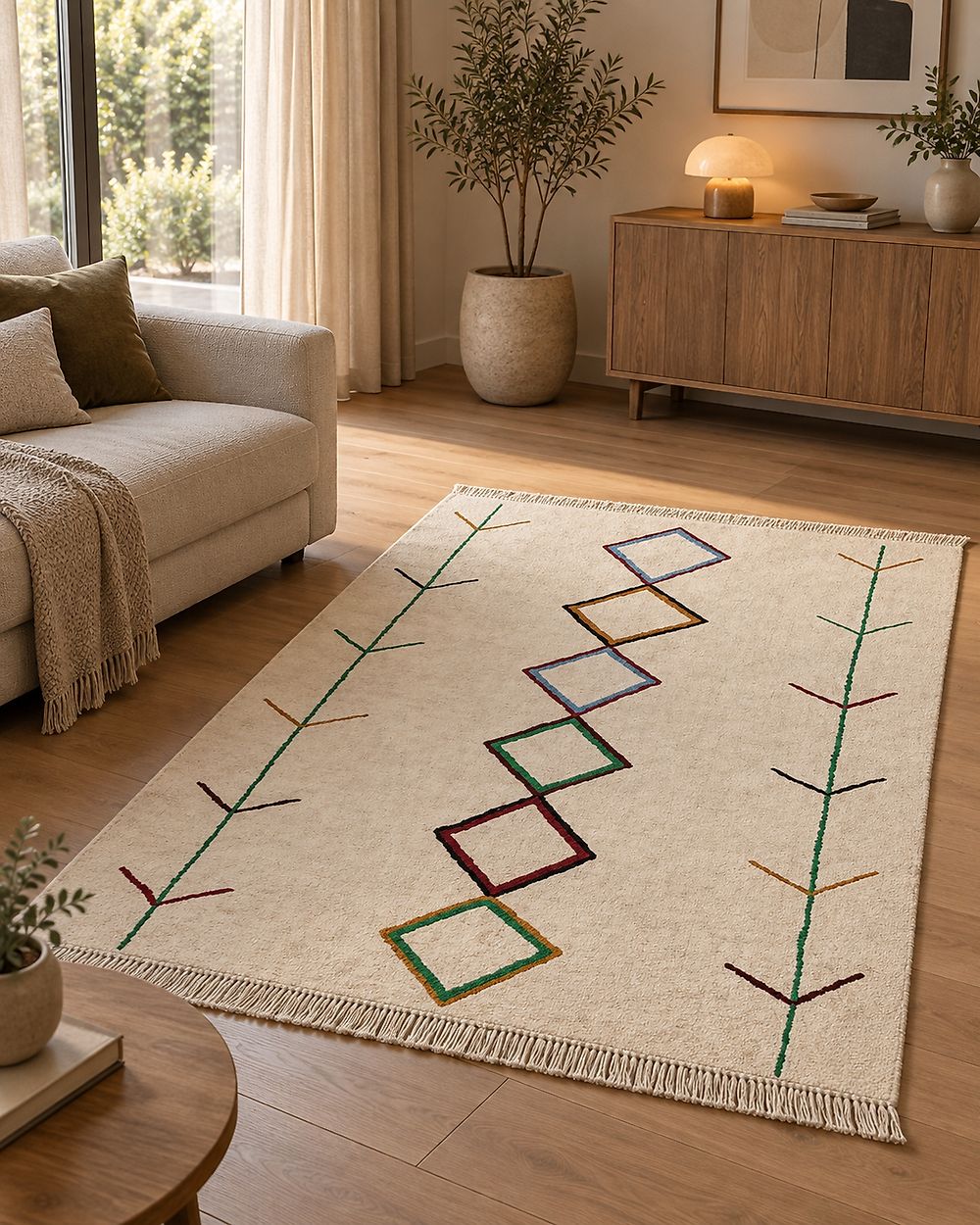 Vloerkleed CETMI Beige 160 x 230 cm Katoen