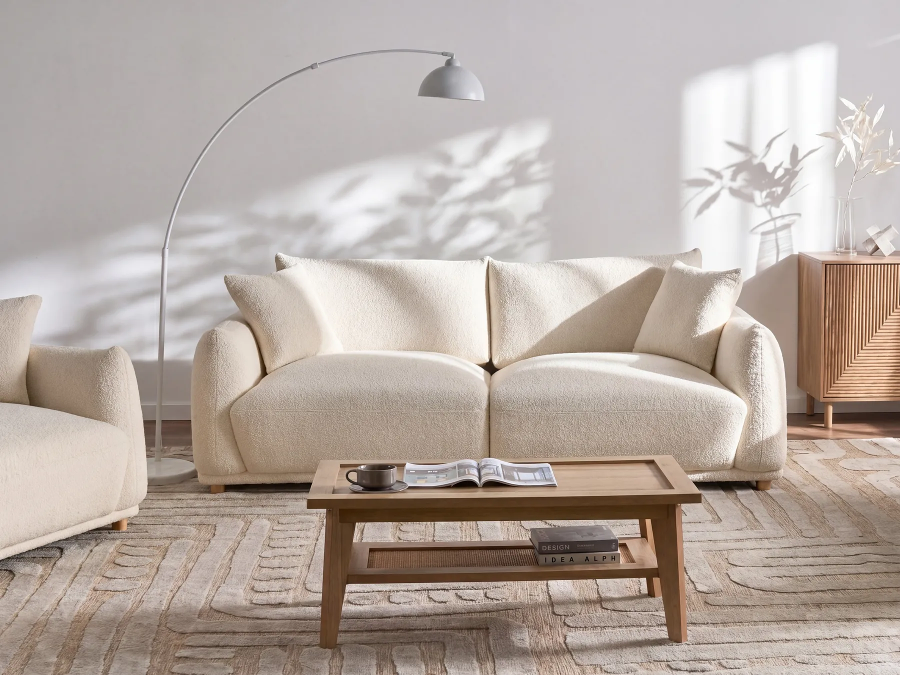 Sofa 3-Sitzer JUBEK Bouclé Cremeweiß_1077975