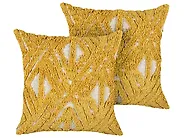 Dekokissen 2er Set ALCEA 45 x 45 cm Baumwolle Gelb Geometrisches Muster_835165