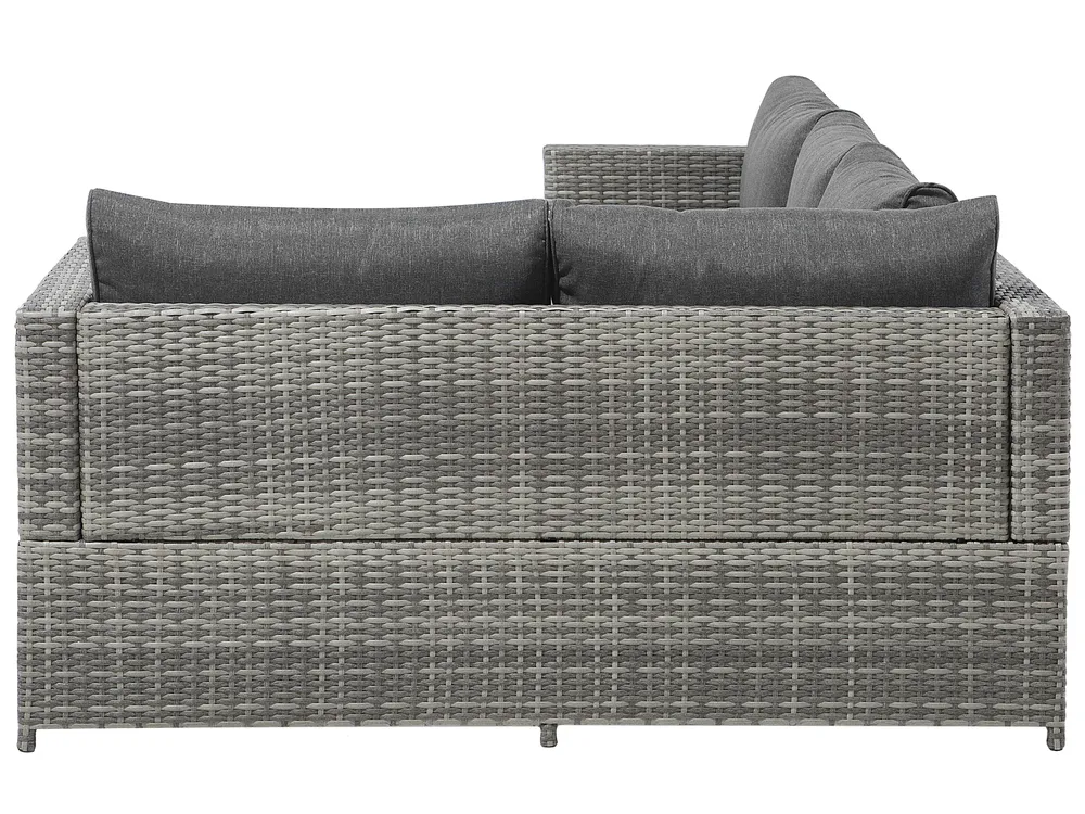 Garten Ecksofa mit Tisch 4-Sitzer AVOLA Polyrattan Grau linksseitig_704698