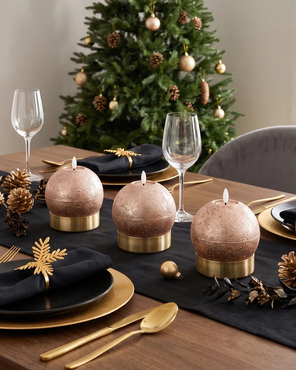 LED Kerzen 3er Set AMBROSIA 11 cm Gold_1093500