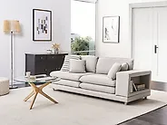 Sofa 2-Sitzer HEDEN mit Kissen Stoff Hellbeige_1178994