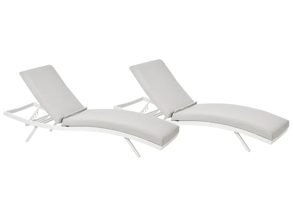 Gartenliege mit Auflage 2er Set AMELIA mit Relaxfunktion Metall Hellgrau
