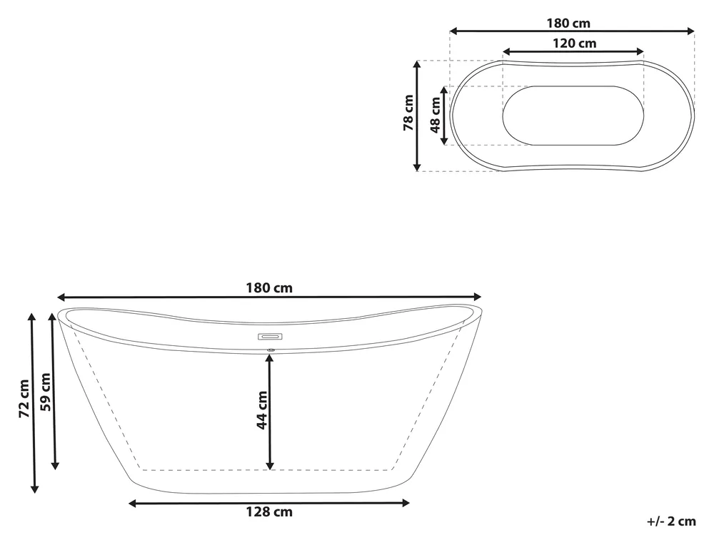 Freistehende Badewanne ANTIGUA 180 x 78 cm Rot_828446
