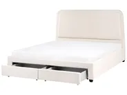 Bett mit Schubladen SARDENT Bouclé Cremeweiß 180 x 200 cm_1023552