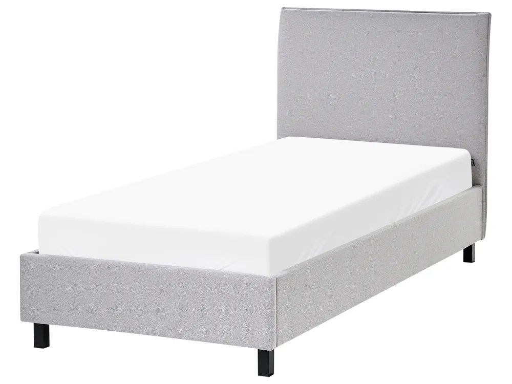 Bett mit Lattenrost Stoff SENNEZ 90 x 200 cm Hellgrau