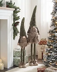 Weihnachtsdekoration 2er Set SUNDOM 69-93/81-111 cm Zwerg Grün_1175523