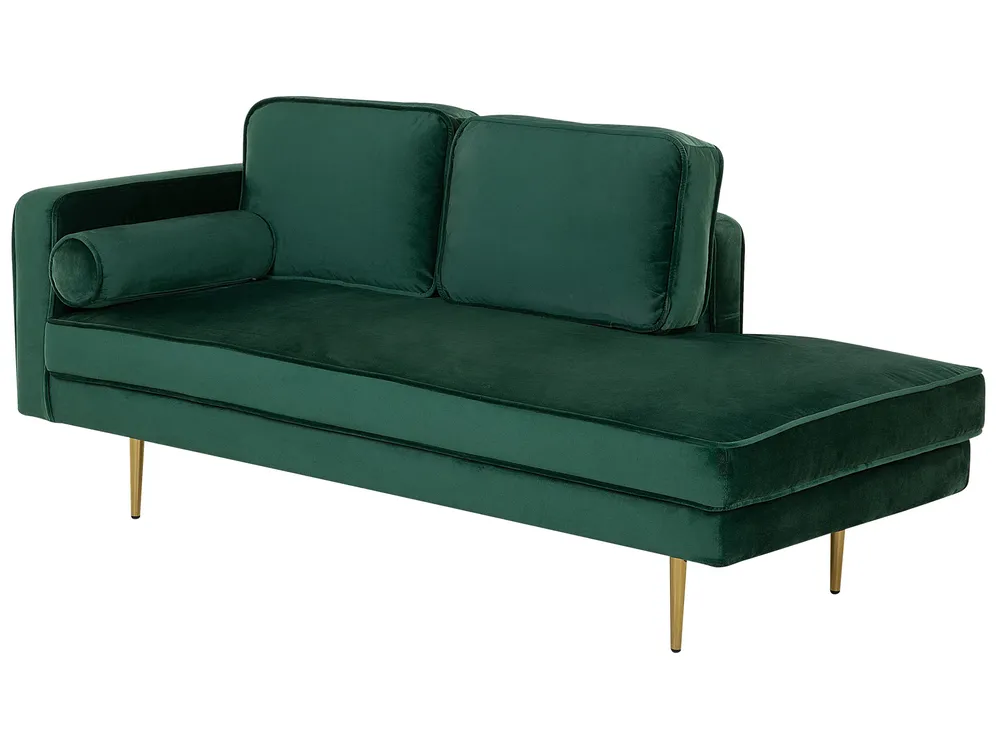 Linksseitige Chaiselongue MIRAMAS Samtstoff Smaragdgrün_739196