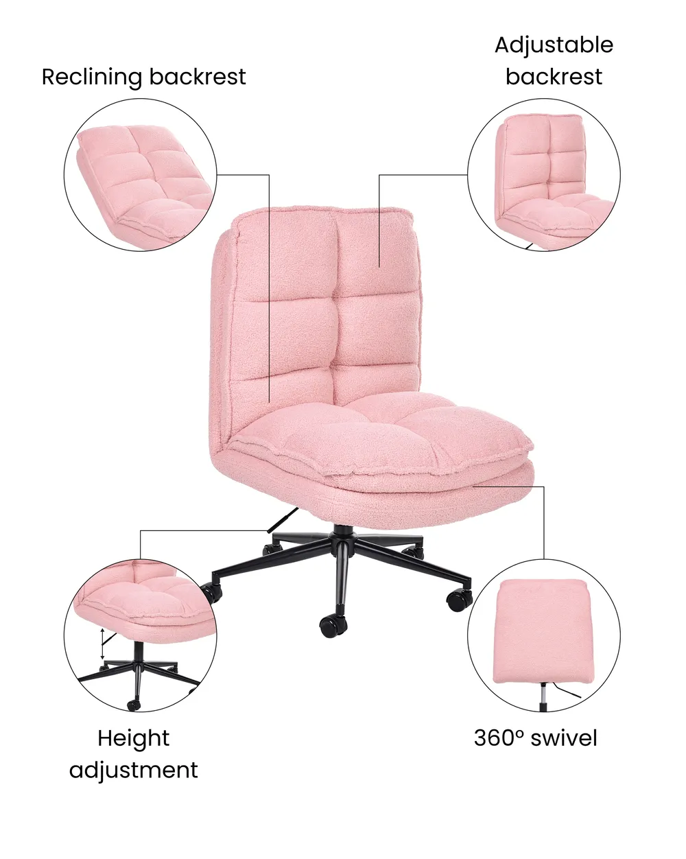 Office Chair ADDISON Boucle Pink_1077868