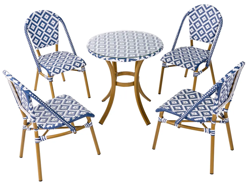 Gartenmöbel Set 4-Sitzer RIFREDDO Polyrattan Blau