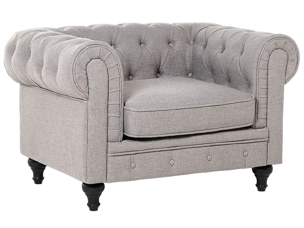 Living Room Set 4 Seater CHESTERFIELD Fabric Light Grey_797137