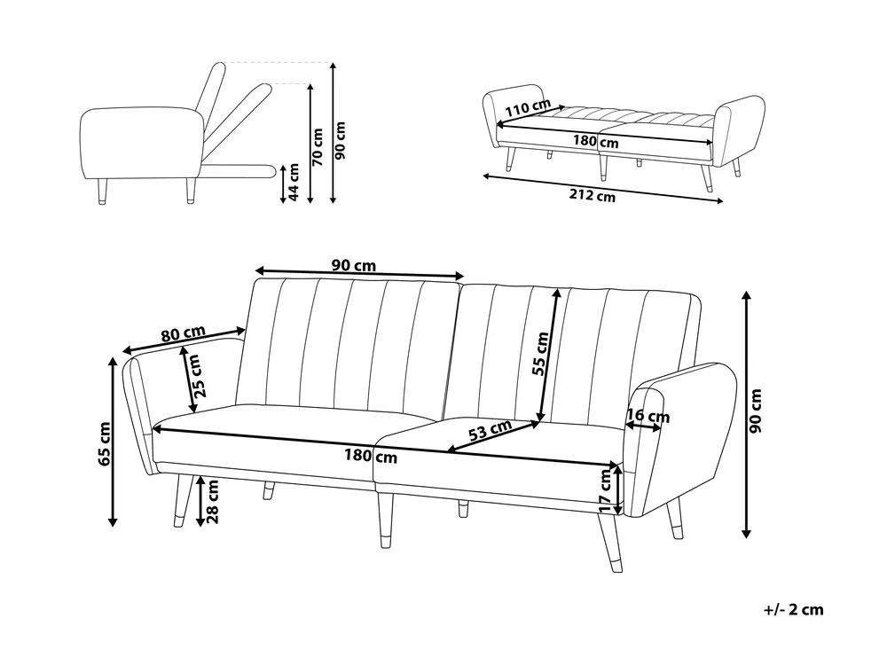Schlafsofa 3-Sitzer VIMMERBY Stoff Beige_899964