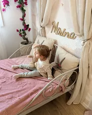 Himmelbett Metall SORMERY 90 x 200 cm Hellbeige_1156455