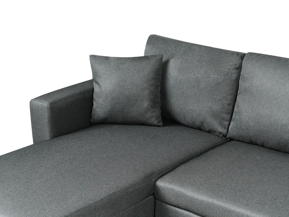 U-Shape Sofa Bed 5 Seater SOMMEN with Storage Fabric Dark Grey_987200