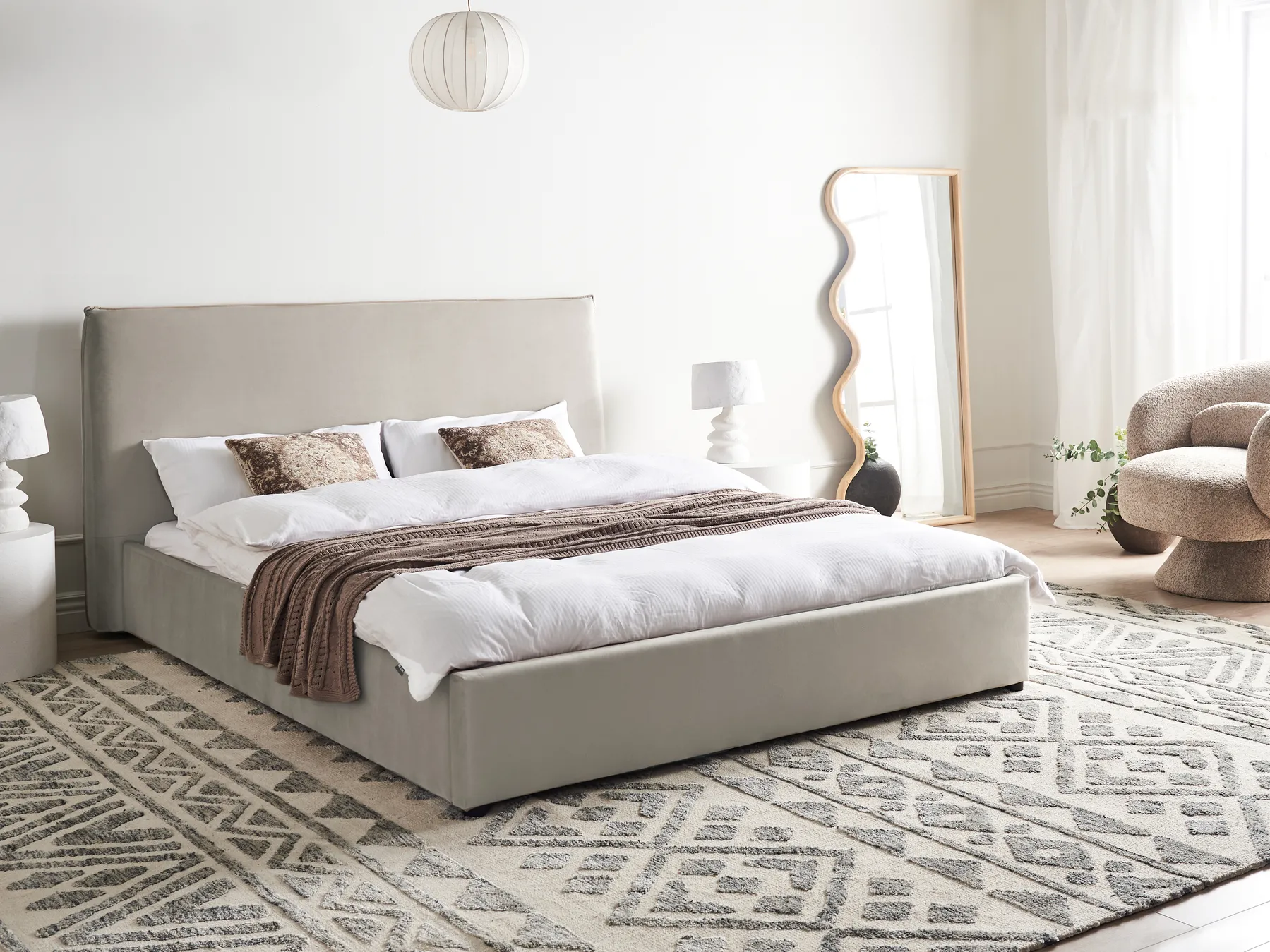 Wasserbett Samtstoff LAVAUR 160 x 200 cm Taupe_985782