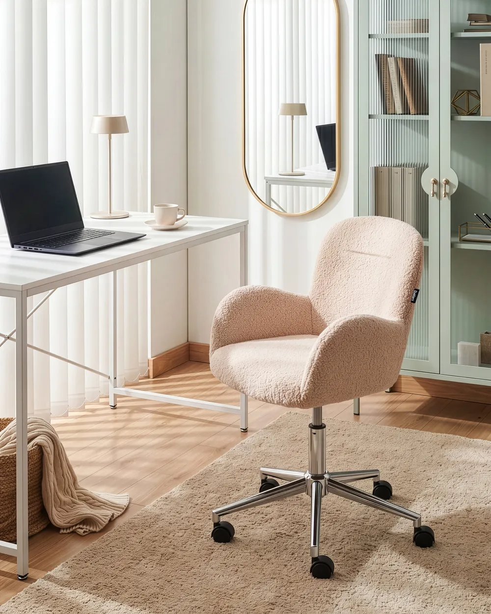 Desk Chair PRIDDY Boucle Light Beige