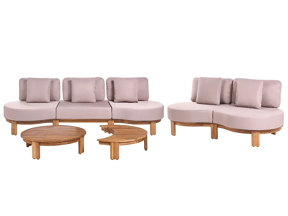 Tuinbank met tafel 5-zits ARZELLO Acaciahout Lichtbruin