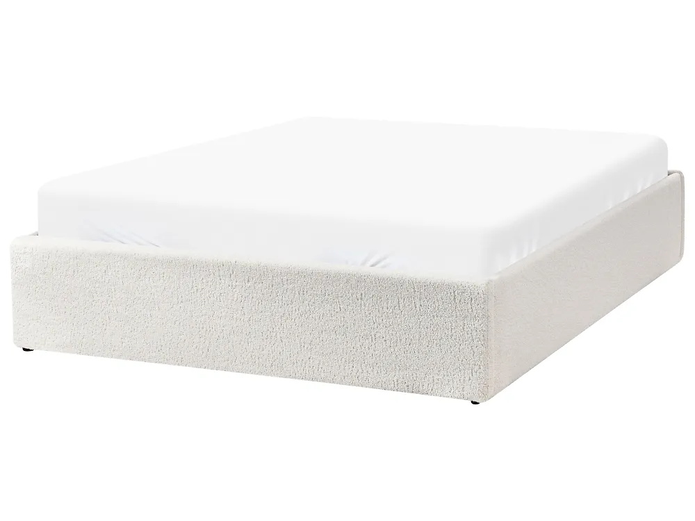 Ottoman Bed without Headboard DINAN Boucle Off-White 120 x 200 cm (EU Small Double)_1188203