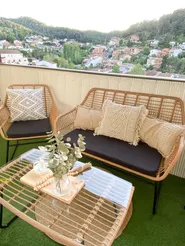 Lounge Set mit Tisch 4-Sitzer MINORI Polyrattan Beige_826322